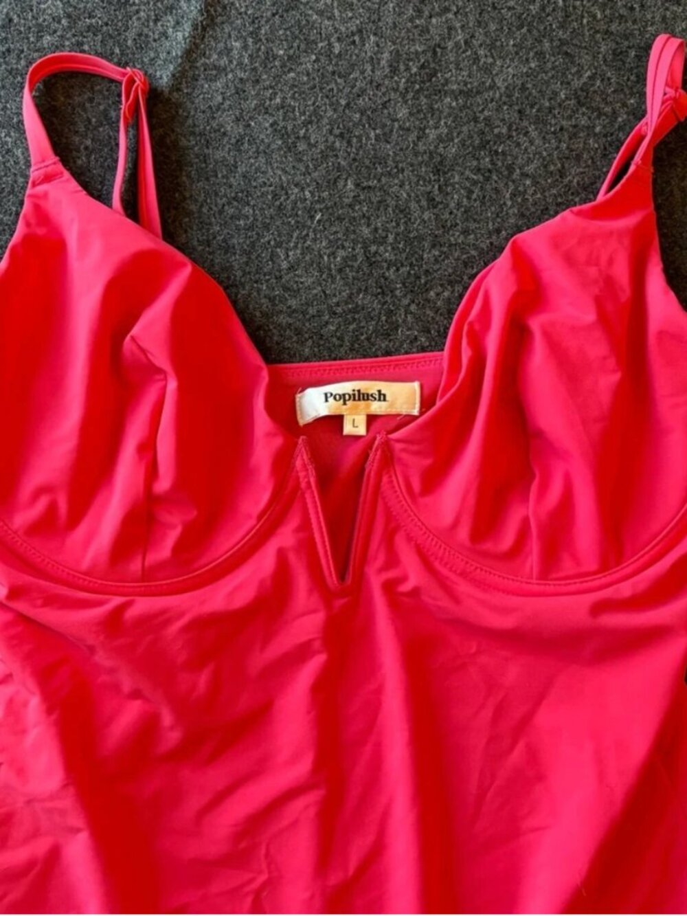 Popilush Shapewear Plunging V Slimming One-Piece Swimsuit Large Pink V-Neck - Picture 11 of 13